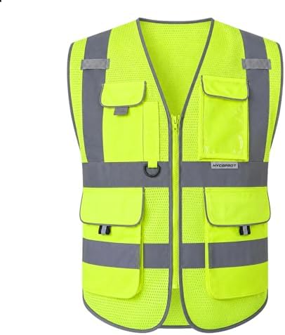 HYCOPROT High Visibility Safety Vest Hi Vis Reflective Construction Vests with Pockets for Men Women,Meets ANSI/ISEA Standard by HYCOPROT