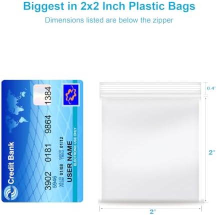 2''x 2'', (Pack of 100) 2 mil Thick Clear Plastic Reclosable Zip Poly Bags with Resealable Lock Seal Zipper for Photo, Jewelry, Bakery, Treats, Travel, Storage, Packaging & Shipping - Image 2