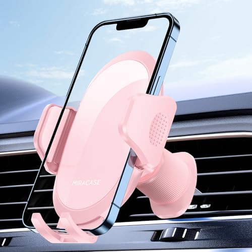 miracase Phone Holders for Your Car with Metal Hook Clip, Cell Phone Mounts Air Vent Cell Phone Stand Car Mount, Universal Automobile Cradle Fit for iPhone Android and All Smartphones (Pink) by Miracase