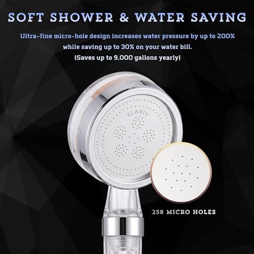 Filtered Shower Head for Hard Water - High Pressure, Removes Chlorine & Impurities - Vitamin C & PP Dual Filter for Dry Skin & Hair - Handheld Spa System, Clear - Image 6