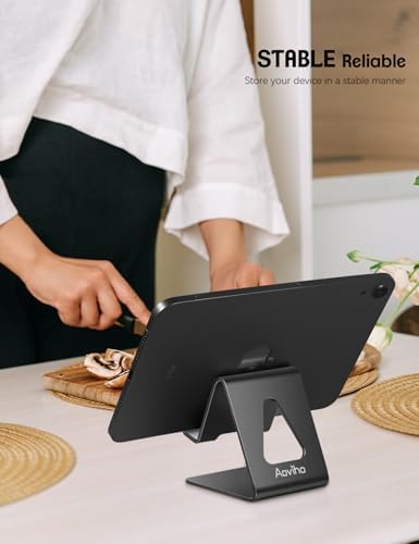 Aoviho Cell Phone Stand for Desk, Aluminum Phone Holder, Black - Image 2