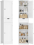 TEENFON 66.9" H Tall Bathroom Cabinet with 2 Doors & 1 Drawer, Narrow Bathroom Storage Cabinet with Adjustable Shelves, for Living Room, Entryway, Kitchen, White by TEENFON