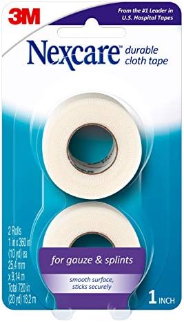 Nexcare Durable Cloth Tape, Woven Tape, Securely Holds Bulky Wound Dressing - 1 In x 10 Yds, 2 Rolls of Tape by Nexcare