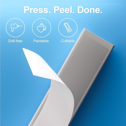 Yecaye TV Cord Hider, 42in Cord Cover Wall Mounted, W1.18in H0.6in, Grey - Image 6