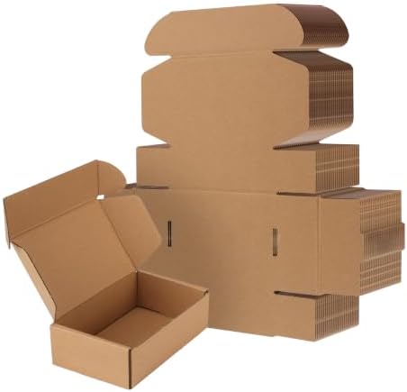 RLAVBL 6x4x2 Inches Shipping Boxes Set of 25, Brown Small Corrugated Cardboard Box, Mailer Boxes for Packing Small Business by RLAVBL