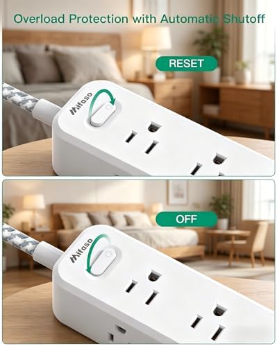 10FT Power Strip, 13-in-1 Long Extension Cord with Multiple Outlets with 9 Wide Spaced Outlets and 4 USB Ports, Flat Plug Wall Mount Charging Station for College Dorm Room Essentials, Office, White - Image 7