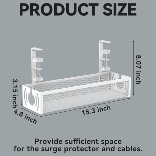 Cable Management, 15'' Under Desk Cable Management Tray No Drill - Image 5