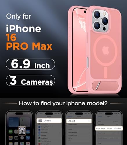 Temdan Magnetic Compatible with iPhone 16 Pro Max Case, [Built-in Invisible Kickstand][Compatible with MagSafe] [Military Grade Shockproof] Slim Translucent Matte Phone Case for iPhone 16 Pro Max 6.9" - Image 2