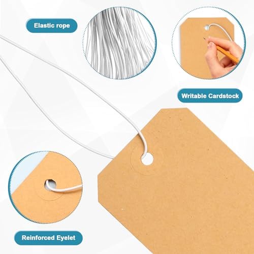 250 Pack Manila Shipping Tags with Elastic String - Image 3