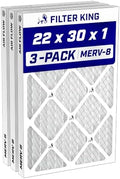 Filter King 22x30x1 Air Filter MERV 8, AC Furnace Filters (3-Pack) by FilterKing
