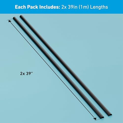 D-Line Half Round Cord Hider, Patented Cable Cover, Hide TV Wall Mount Wires, Raceway for Cords, Decorative Wire Covers, Paintable, Adhesive Cable Concealer, 2X 0.78in W x 0.39in H x 39in L, Black - Image 4