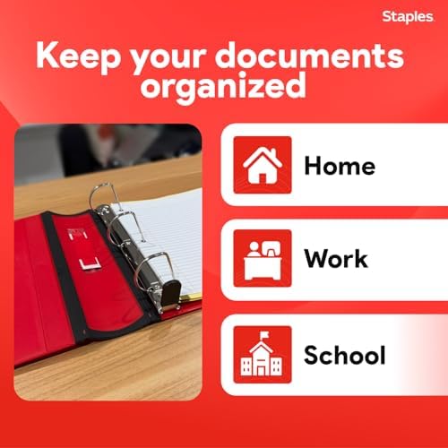 Staples Heavy-Duty 2-Inch D-Ring Binder, Red, Holds 540 Sheets - Image 7