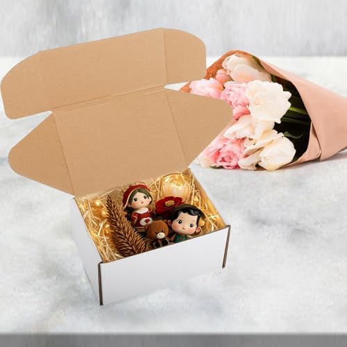 RLAVBL 75 Pack 6x4x3 Small Shipping Boxes, White Corrugated Cardboard Mailer Box for Packing, Mailing, Business - Image 4