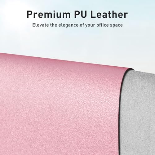 Aothia Leather Desk Pad Protector, Mouse Pad, Office Desk Mat, Non-Slip PU Leather Desk Blotter, Laptop Desk Pad, Waterproof Desk Writing Pad for Office and Home (36" x 17", Fairy Pink) - Image 2