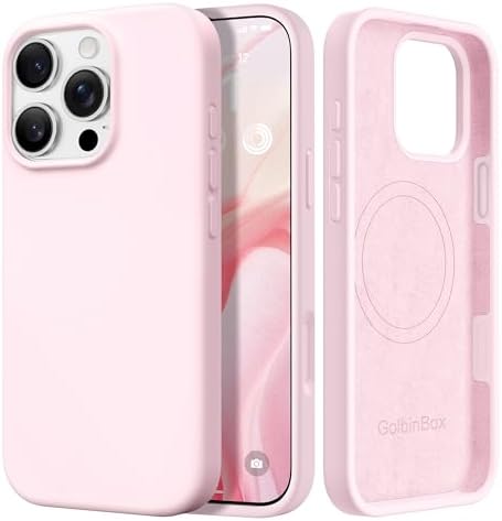 GolbinBox Magnetic for iPhone 16 Pro Max Case, Silicone Cover, Chalk Pink by GolbinBox