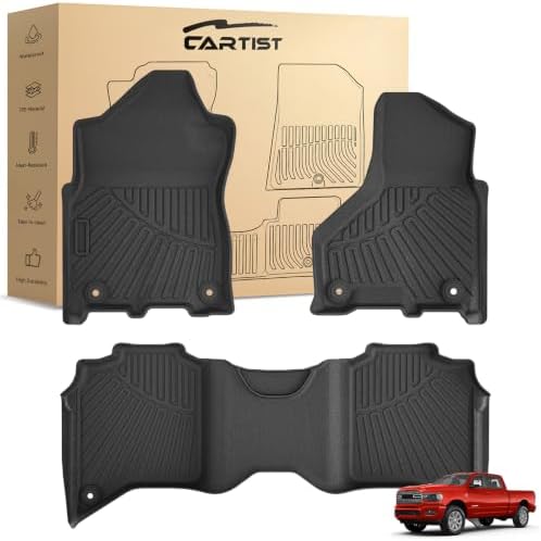 CARTIST Floor Mats for Dodge Ram 2500/3500 Crew Cab 2019-2026 Bucket Seat (Not for PTO KIT Models), All Weather Car Mats for Ram 2500/3500 Accessories, Heavy Duty Rubber Mats by cartist