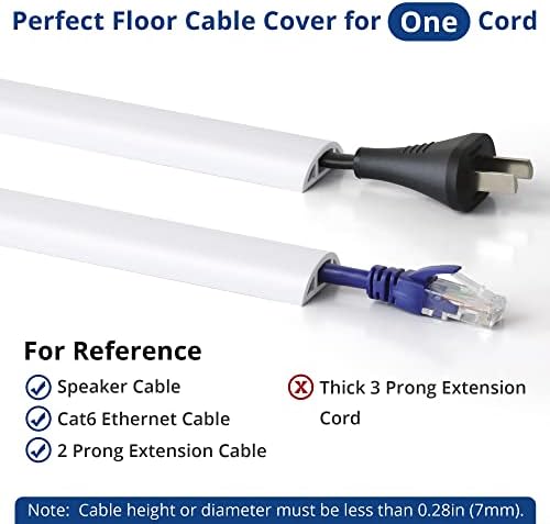 ZhiYo 6ft Cord Covers for Wires on Floor, Cord Hider Floor Hide Power Extension Cords, Soft PVC Cable Cover Cable Protector, Wire Cavity W0.47in H0.28in, White - Image 2