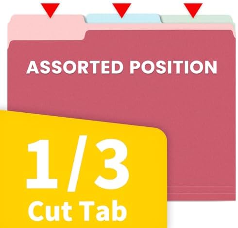 SUNEE File Folders Letter Size Retro Colors, 100 Pack Folders for Documents 1/3-Cut Tabs, Colored File Folders Office Home School for Documents Files Paper - Image 3