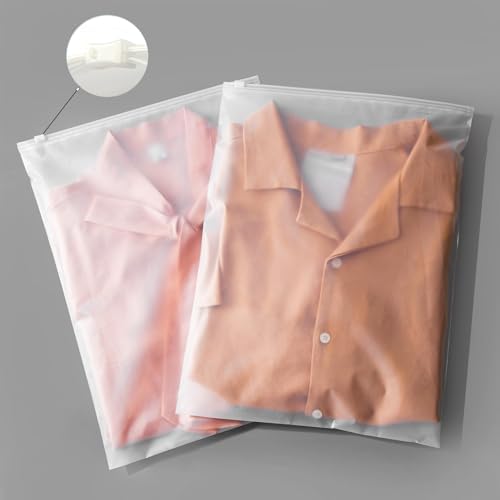 12x14 Inch Frosted Zipper Poly Bags for Clothing 50Pcs No Vent Holes by Motomy