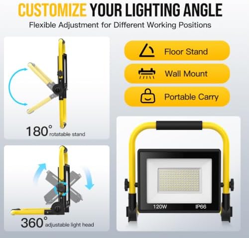 14500LM LED Work Light, 120W Portable Work Light, IP66 Waterproof - Image 6