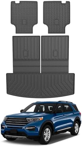 Mixsuper Cargo Liner Compatible with 2020-2026 Ford Explorer 6 Seats, All Weather TPE Trunk Mat with Backrest Mats, Rear Cargo Liner and 2nd Row Seat Back Protector for Explorer Accessories by Mixsuper