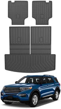 Mixsuper Cargo Liner Compatible with 2020-2026 Ford Explorer 6 Seats, All Weather TPE Trunk Mat with Backrest Mats, Rear Cargo Liner and 2nd Row Seat Back Protector for Explorer Accessories by Mixsuper