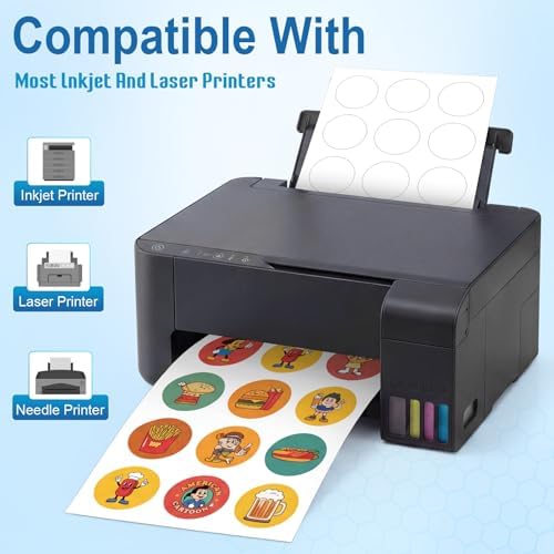 Circle Labels, 2" Diameter High Visibility Round Labels,Round Sticker Labels for Laser&Inkjet Printers,10 Sheets,120 Total Adhesive Labels for Price Tags,QR Codes,Business Logos,Pony Packaging HB-C012 - Image 3