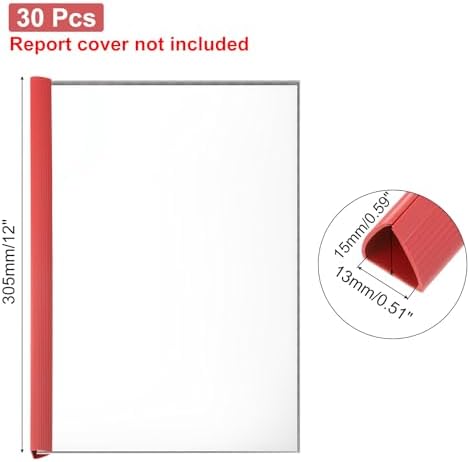 PATIKIL 30Pcs Binding Bars, 13x15mm Binding Bars Slide Grip 120 Sheets Capacity A4 Size Report Binder Presentation Binder for Study Office Report Cover Resume, Red - Image 2