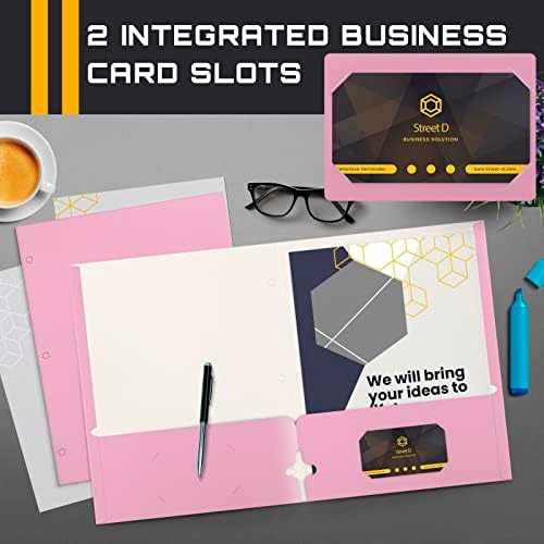 Better Office Products Two Pocket Portfolio Folders, 50-Pack, Pink, Letter Size Paper Folders, 50 Pieces, Pink - Image 4