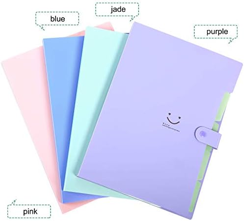 SKYDUE Expanding File Folders with 5 Pockets, Accordion File Organizer with 32 Labels, Portable Document Paper Organizer, Filing Folders, Letter / A4 Size, Pack of 4 - Image 2