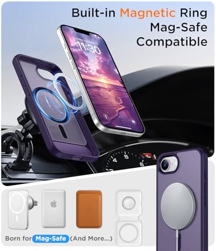 Temdan Magnetic Compatible with iPhone 17e Case & iPhone 16e Case,[Built-in Invisible Kickstand][Compatible with MagSafe][Military Grade Shockproof] Slim Translucent Matte Case for iPhone 16e/17e 6.1" - Image 5