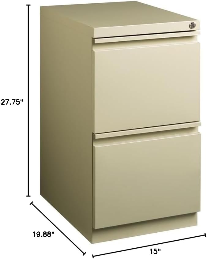 Pemberly Row 2 Drawers 27.75" Vertical Beige Metal Filing Cabinet Lockable - Image 3