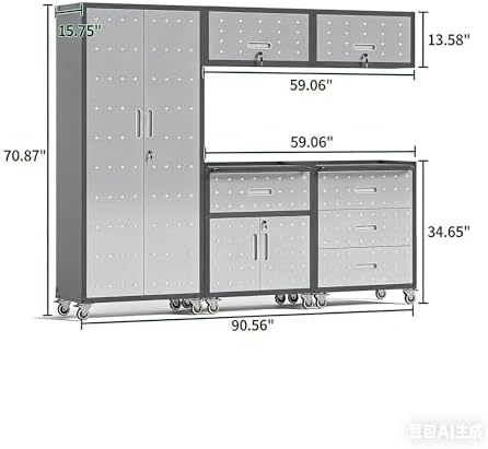 Garage Cabinet System | Heavy Duty Steel All-in-One Modular Garage Cabinet Set for Ultimate Workshop Organization | Easy Assembly Garage Storage Cabinets & Tool Bench - Image 2