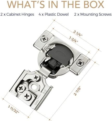 Soft Close Hinges for Kitchen Cabinet Hinges, 5/8 Inch Overlay, 2 Pack - Image 7