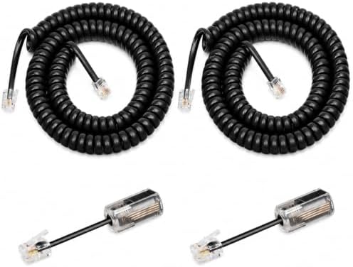 Uvital 2 Pack Telephone Handset Cords with Detanglers, Black Phone Cords by Uvital