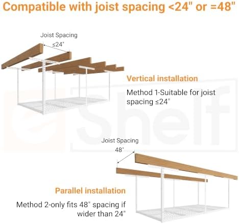 4x8ft Overhead Ceiling Garage Storage Rack, 750LBS Capacity, White - Image 4