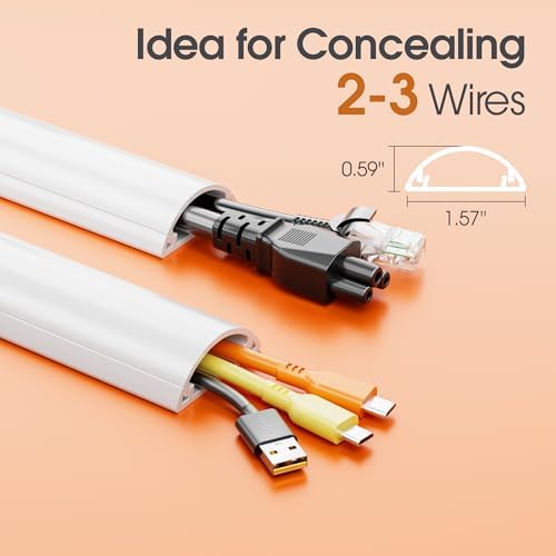 TV Wire Hider Wall, 113.4in Cord Hider Cord Covers for 2-3 Wires on Wall, Paintable Cable Hider Wire Covers for Cords on Wall, Cable Cover Raceway Wire Hider for Walls Mount Tv, W1.57 H0.59in, White - Image 2