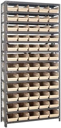 Quantum Storage Systems 1275-102IV Steel Shelving Unit with 4" Shelf Bins, 12" D x 36" W x 75" H, Ivory by QuantumStorageSystems