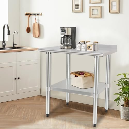 HARDURA Stainless Steel Prep & Work Table 24 x 36 Inches Backsplash - Image 6