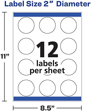 Avery® Printable Round Labels, Sure Feed® Technology, Glossy White Labels, 2" Diameter, Permanent Adhesive, Laser/Inkjet, 120 Total (22807) - Image 3