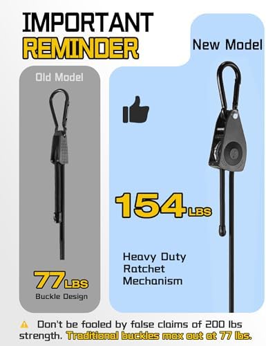 Lucky Straps 48" Black Adjustable Carabiner Bungee Cords with Hooks, 8 Pack - Image 4