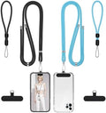 takyu Phone Lanyard, 2 Pack Adjustable Cell Phone Lanyard Crossbody Neck Strap and 2 Pack Phone Wrist Strap with Tether Tabs Compatible for iPhone Smartphones-Black Blue by Takyu