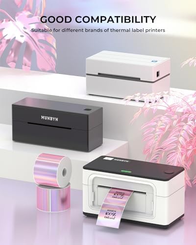 MUNBYN 2" Round Holographic Thermal Labels, 400 Sheets/1 Roll, Pink - Image 4