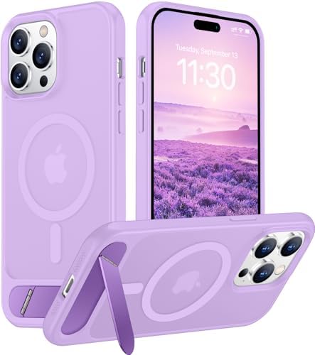 Temdan Magnetic Compatible with iPhone 14 Pro Case, [Built-in Invisible Kickstand][Compatible with MagSafe] [Military Grade Shockproof] Slim Translucent Matte Phone Case for iPhone 14 Pro 6.1" by Temdan