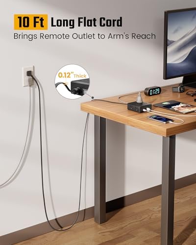 SUPERDANNY Extension Cord,Flat Plug Surge Protector Power Strip,10Ft - Image 2