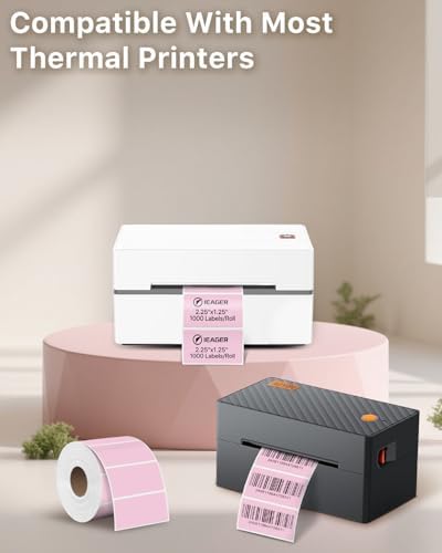 iEager 2.25x1.25 Inch Thermal Labels, Pink Durable Thermal Printer Stickers, Self-Adhesive Rectangle Shipping Label Printer Sticker for Barcode, Name, Address, 1000 Labels/Roll - Image 6