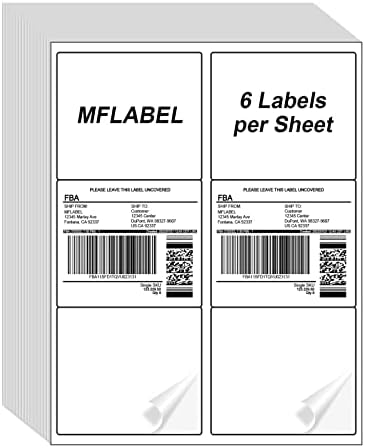 MFLABEL 3.33"x4" FBA Shipping Labels 6-UP - 500 Sheets (3000 Labels!) | Industrial Adhesive for Cardboard/Glass | Laser/Inkjet Certified + Free 48 Fragile Stickers by MFLABEL