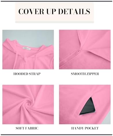 Bsubseach Women Terry Cloth Swim Cover Up Sleeveless Zipper Beach Robe - Image 5