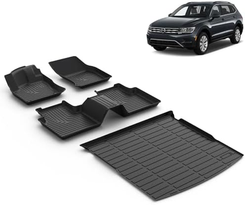 All Weather Car Floor Mats & Cargo Liner Set Fit for Volkswagen Tiguan 2018 2019 2020 2021 2022 2023 2024 Floor Liners Trunk Liner Tiguan Cargo Mat Accessories Black by VOUKIY