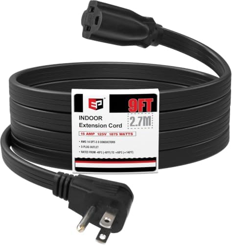 EP 9 Ft Heavy Duty Appliance Extension Cord 14 AWG 3-Prong Flat Plug, Black by ENERGYPRO